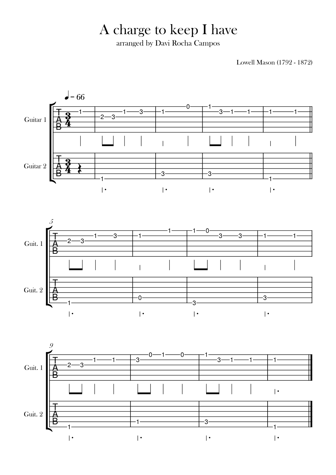 A charge to keep I have (arr. Davi Rocha Campos)