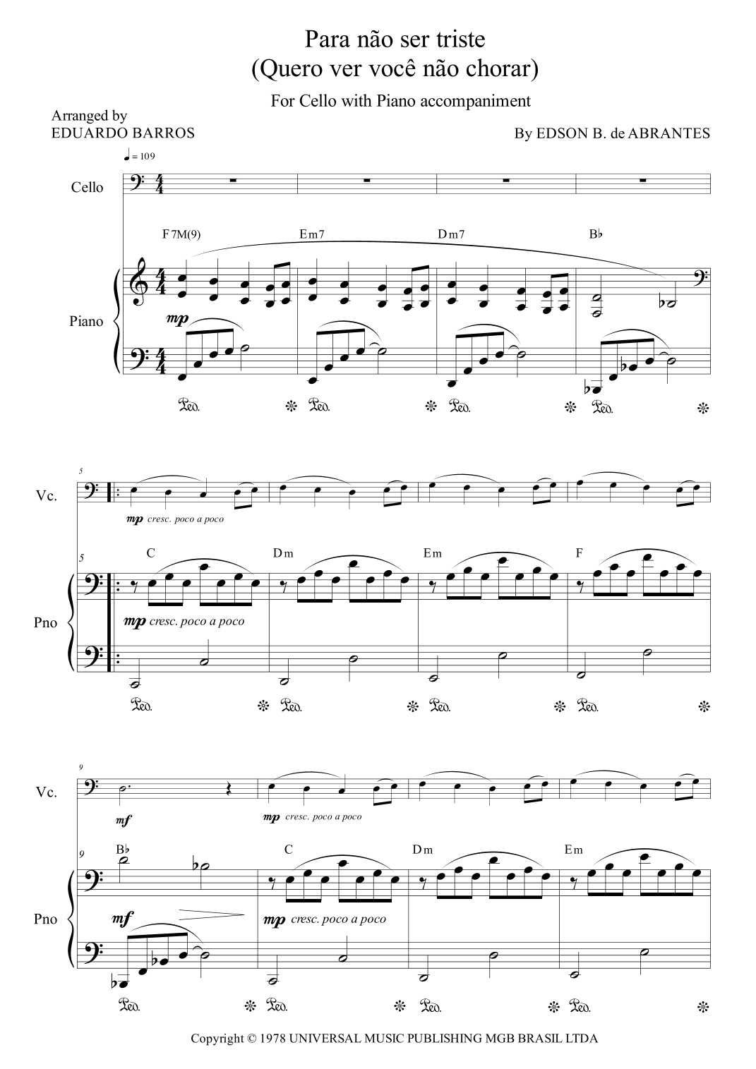 Para Nao Ser Triste (arr. Eduardo Barros)