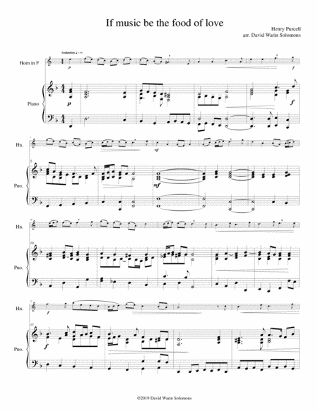If music be the food of love for horn and piano (arr. David Warin Solomons)