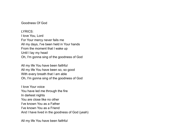 Goodness Of God