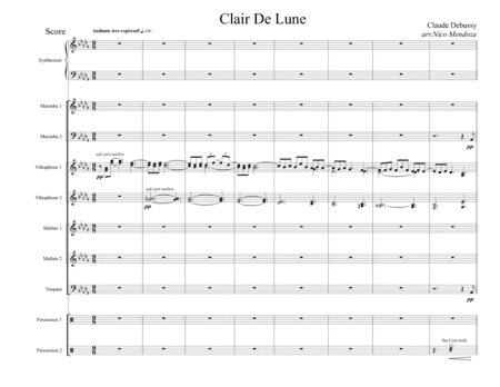 Clair De Lune (arranged for percussion ensemble) (arr. Nico Mendoza)