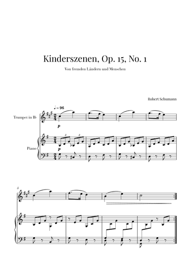 Kinderszenen, Op 15, No. 1 (for Trumpet and Piano) (arr. Cadenza Editions)
