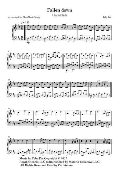 Fallen Down (arr. SheetMusicSimply)