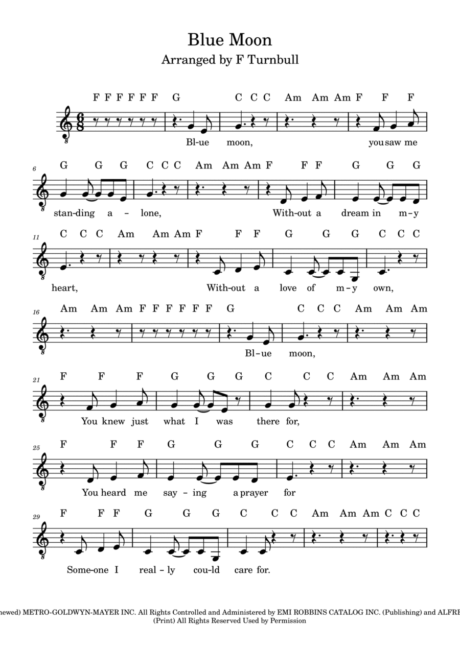 Blue Moon (arr. F Turnbull)