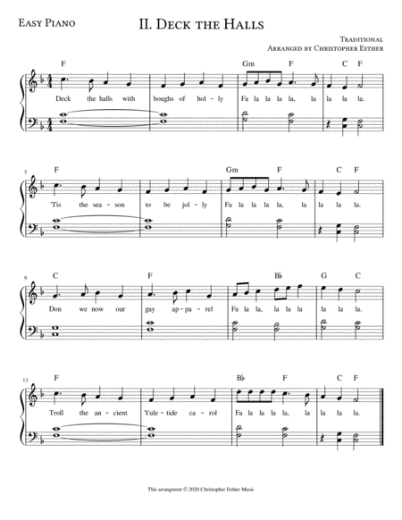 Deck the Halls for Easy Piano (arr. Christopher Esther)