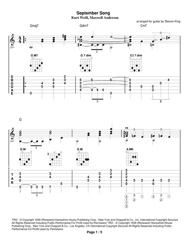 September Song (arr. Steven King)