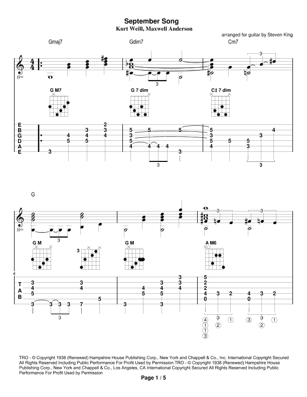 September Song (arr. Steven King)