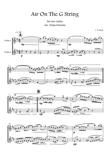 Air On The G String (Violin Duo) Bach (arr. Duda Oriontte)