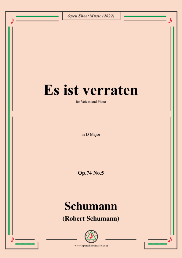Schumann-Es ist verraten,Op.74 No.5,in D Major (arr. OSM Press)