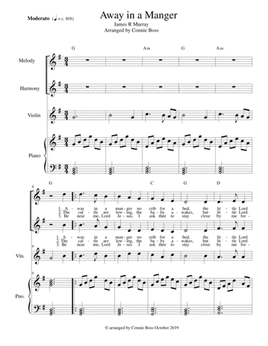 Away in a Manger - voice duet, violin & Piano (arr. Connie Boss)