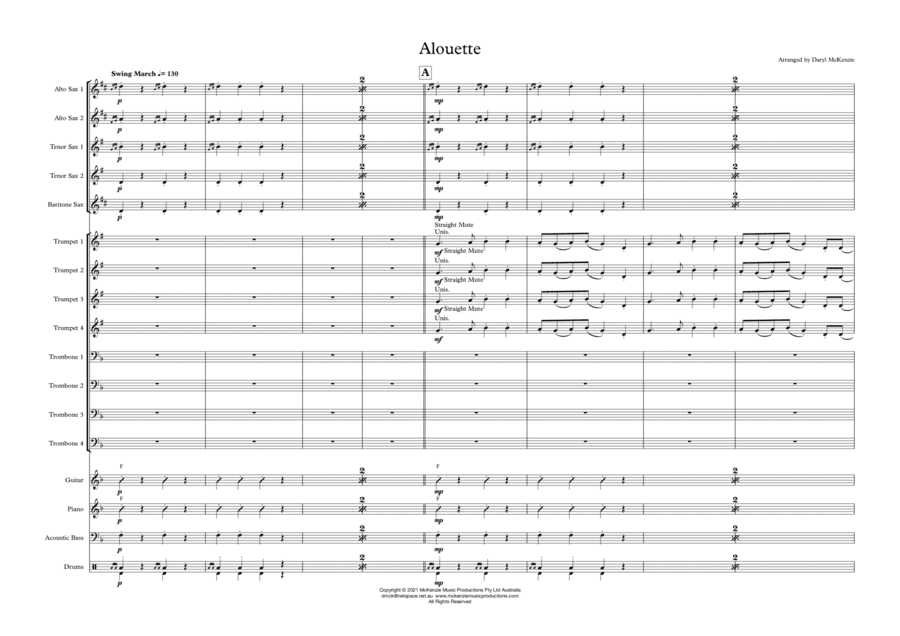 Aloutte Big Band Instrumental Swing Ted Heath (arr. Daryl McKenzie)