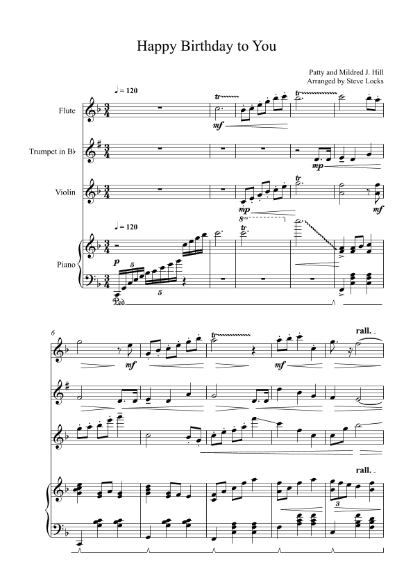 Happy Birthday to You (arr. Steve Locks)