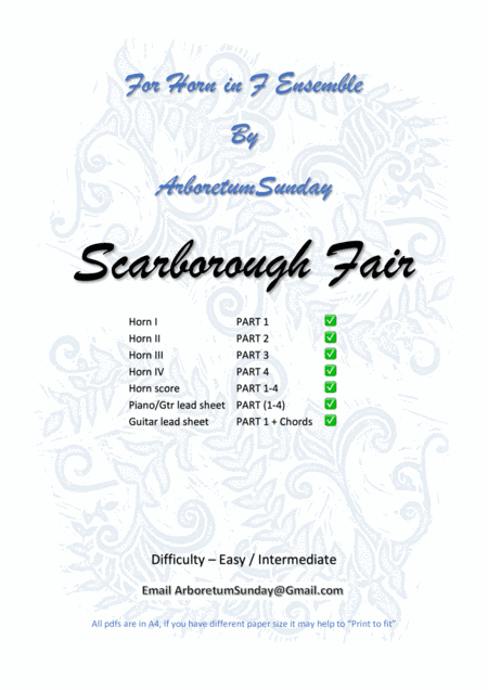 Scarborough Fair Horn in F Quartet (arr. ArboretumSunday)