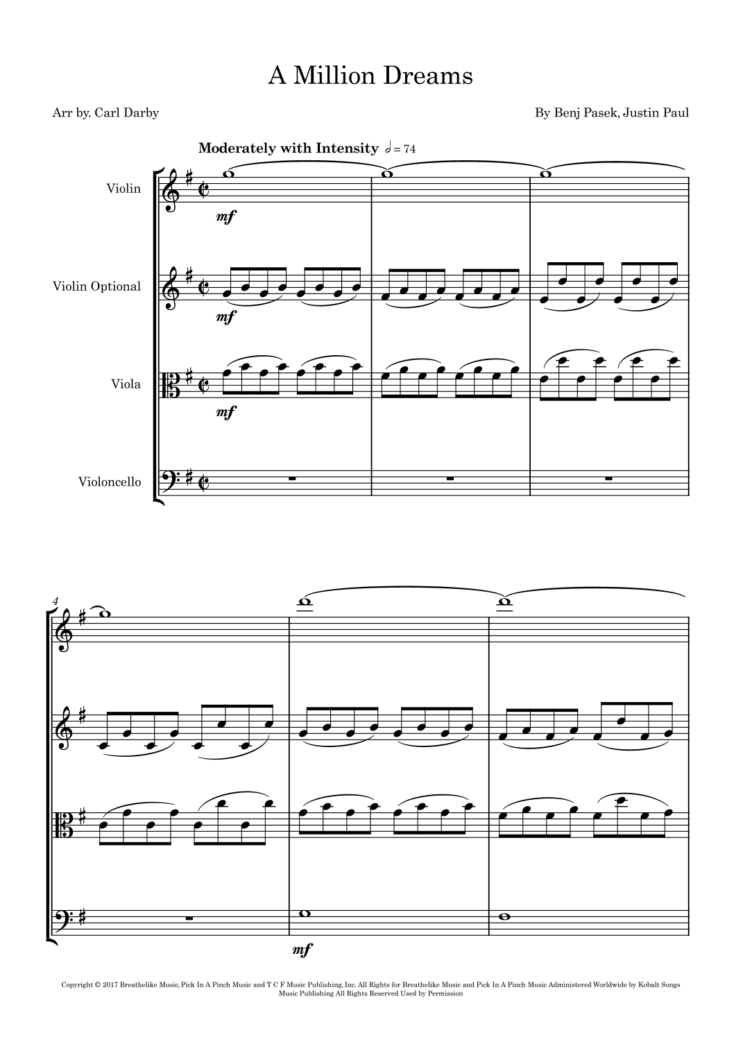 A Million Dreams (arr. Carl Darby)