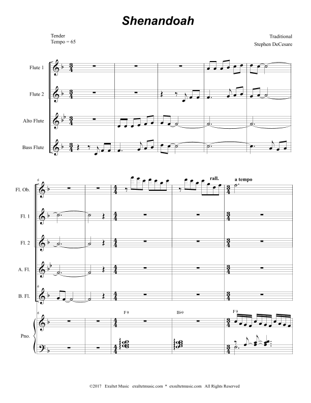 Shenandoah (for Flute Choir and Piano) (arr. Stephen DeCesare)