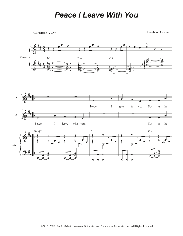 Peace I Leave With You (Duet for Soprano and Alto solo)