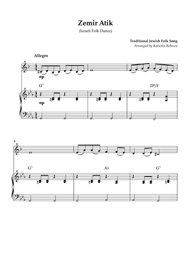Zemir Atik (Israeli Folk Dance) (arr. Kaiserin Rebecca)