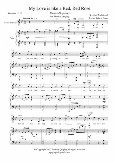 My Love is Like a Red,Red Rose (arr. Thomas Quigley)