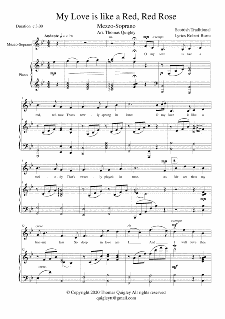 My Love is Like a Red,Red Rose (arr. Thomas Quigley)