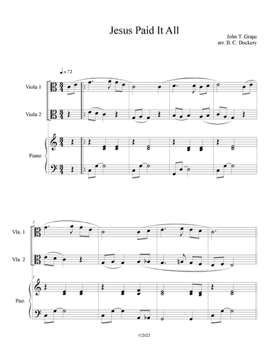 Jesus Paid It All (Viola Duet with Piano Accompaniment) (arr. B. C. Dockery)