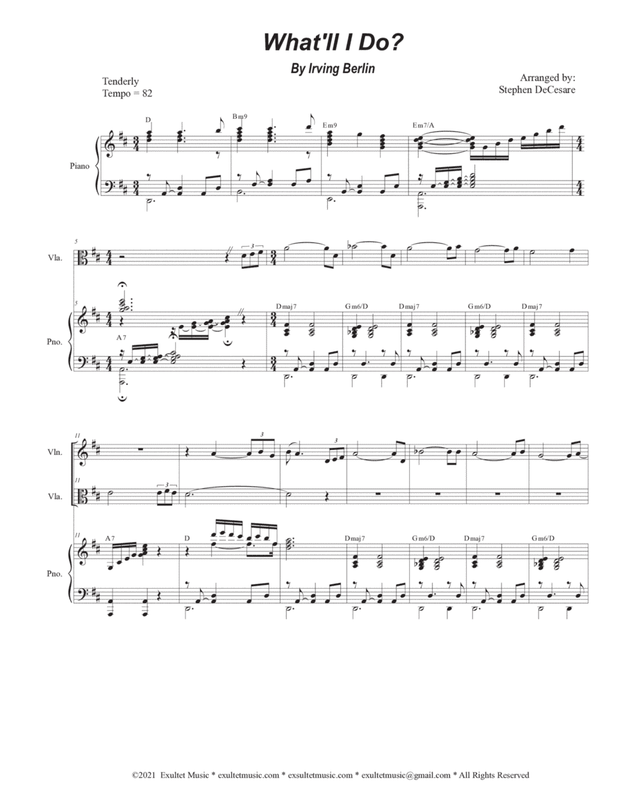 What'll I Do? (Duet for Violin and Viola) (arr. Stephen DeCesare)