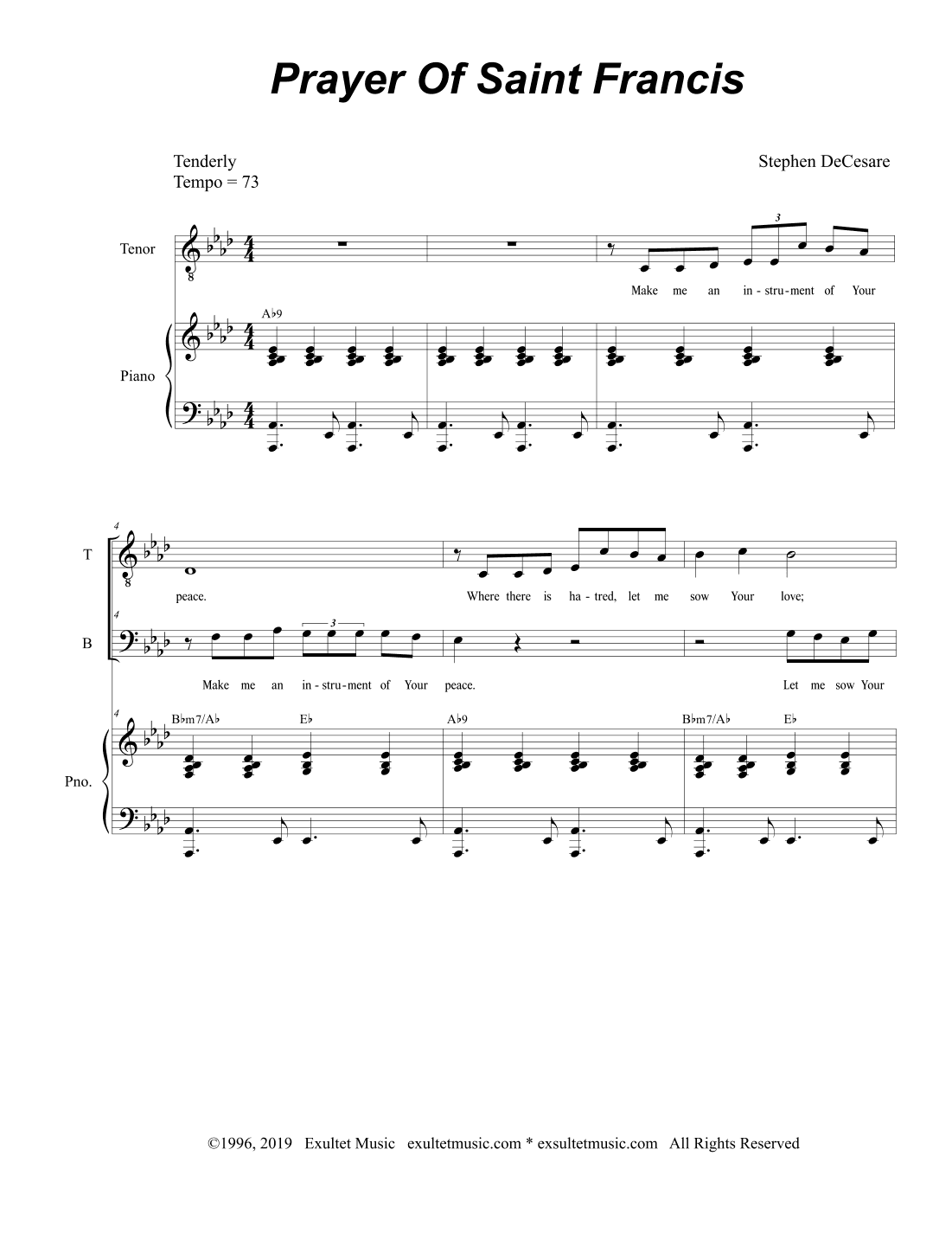 Prayer Of Saint Francis (Duet for Tenor and Bass solo)