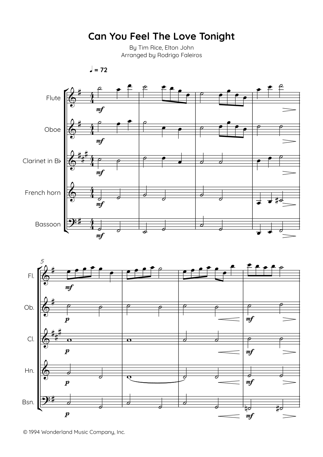 Can You Feel The Love Tonight (arr. Rodrigo Faleiros)