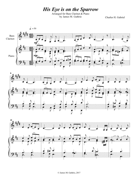 Gabriel: His Eye Is On The Sparrow for Bass Clarinet & Piano (arr. James M. Guthrie, ASCAP)