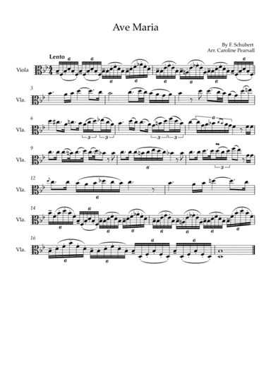 Schubert - Ave Maria - Viola Solo (Original key) (arr. Caroline Pearsall)