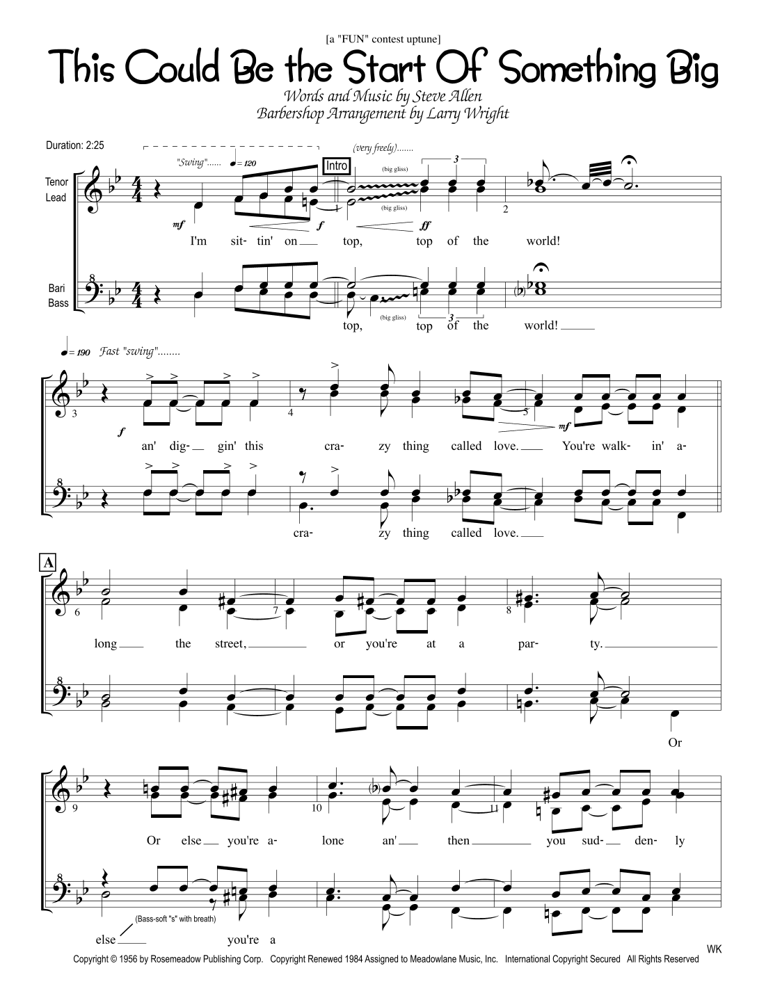 This Could Be The Start Of Something Big (arr. Larry Wright)