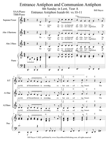 Antiphons for 4th Sunday in Lent. Year A