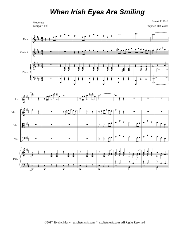 When Irish Eyes Are Smiling (for String Quartet and Piano) (arr. Stephen DeCesare)