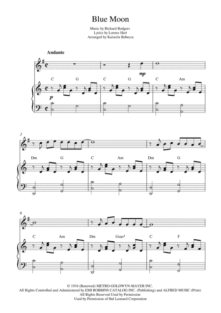Blue Moon (arr. Kaiserin Rebecca)