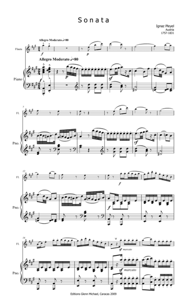 Pleyel, Sonata for flute & piano (arr. Very lovely piece and not too difficult.)