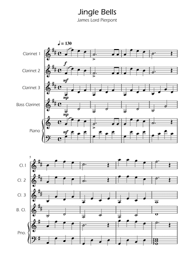 Jingle Bells - Clarinet Quartet w/ Piano (arr. Ygor Nunes)