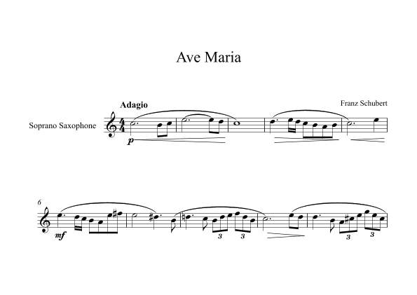 Ave Maria - Franz Schubert (Soprano Sax) (arr. Digital Book Music)