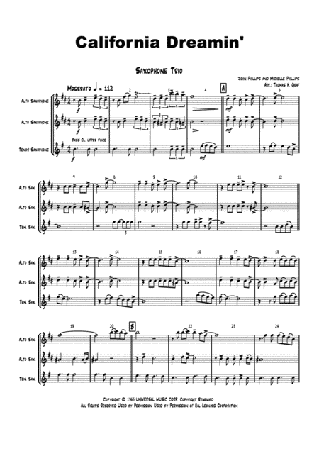 California Dreamin' (arr. Thomas H. Graf)