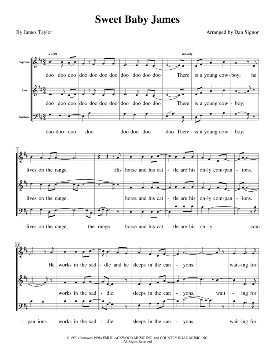 Sweet Baby James (arr. Dan Signor)