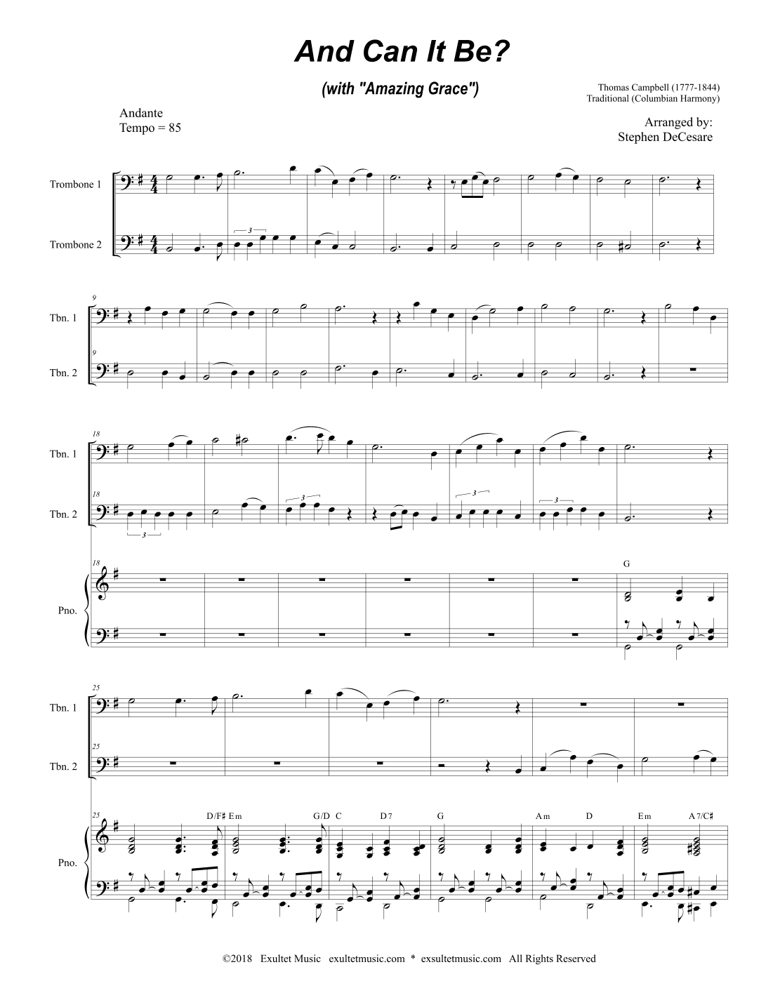 And Can It Be? (with "Amazing Grace") (Trombone Duet) (arr. Stephen DeCesare)