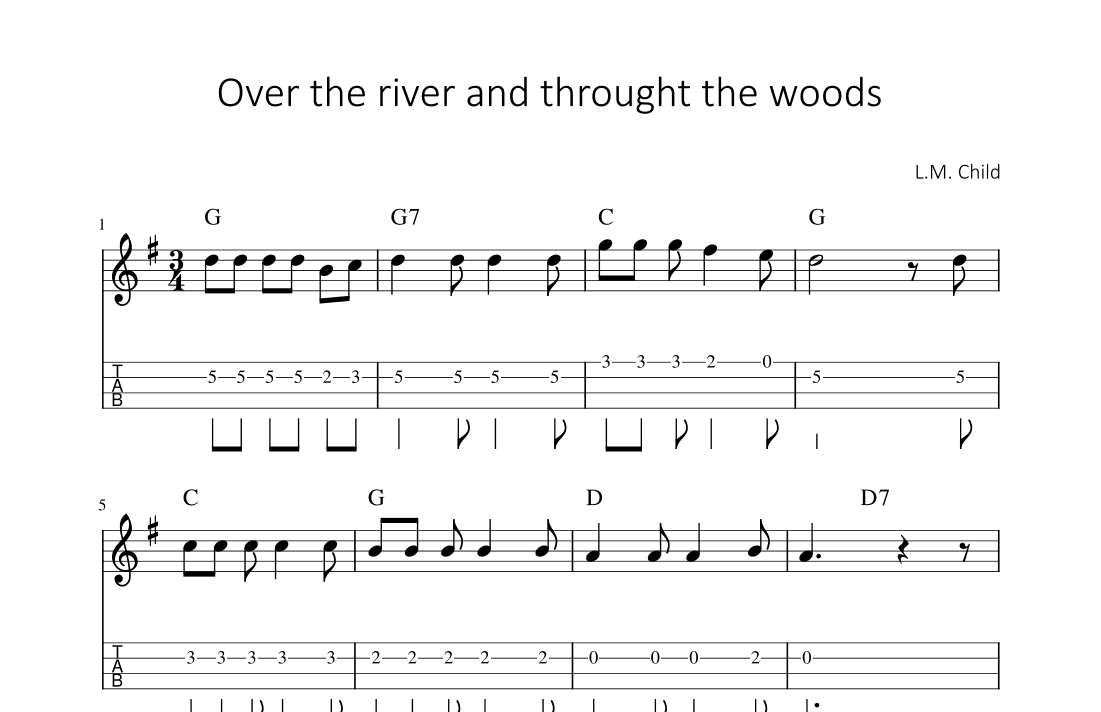 Over the River and through the woods (arr. songbooks.info)