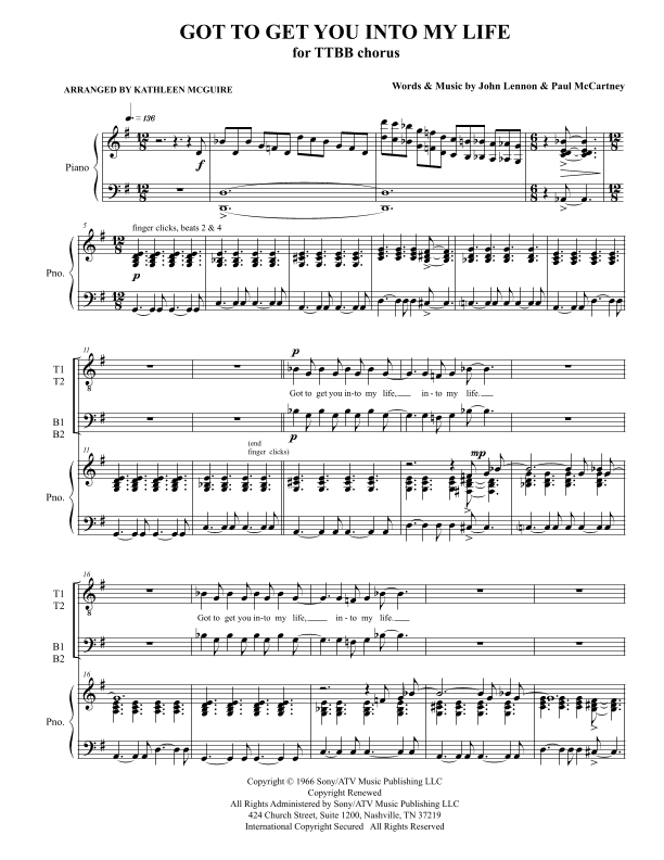 Got To Get You Into My Life (arr. Kathleen McGuire)