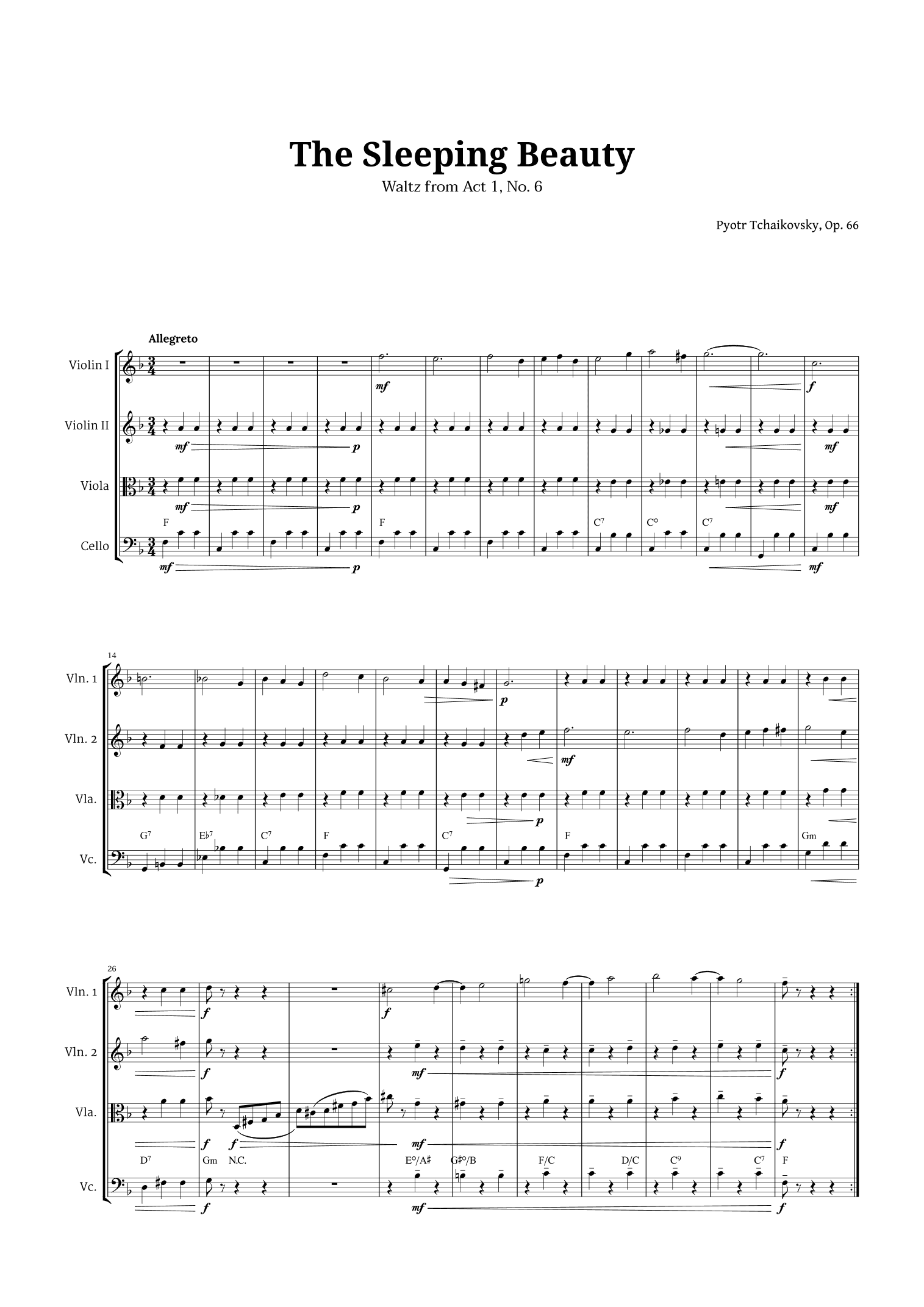 The Sleeping Beauty Waltz for String Quartet (arr. Langanho)