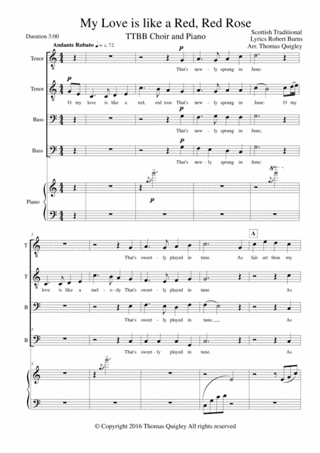 My Love is like a Red,Red Rose (arr. Thomas Quigley)