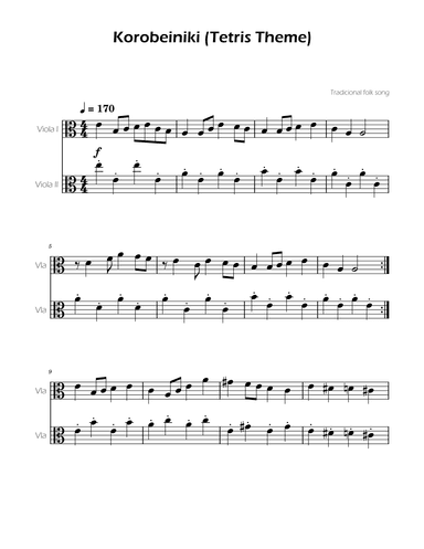 Tetris Theme for Viola Duet (arr. Ygor Nunes)