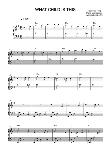 What Child is This - Traditional song (easy piano) (arr. Music-holley)