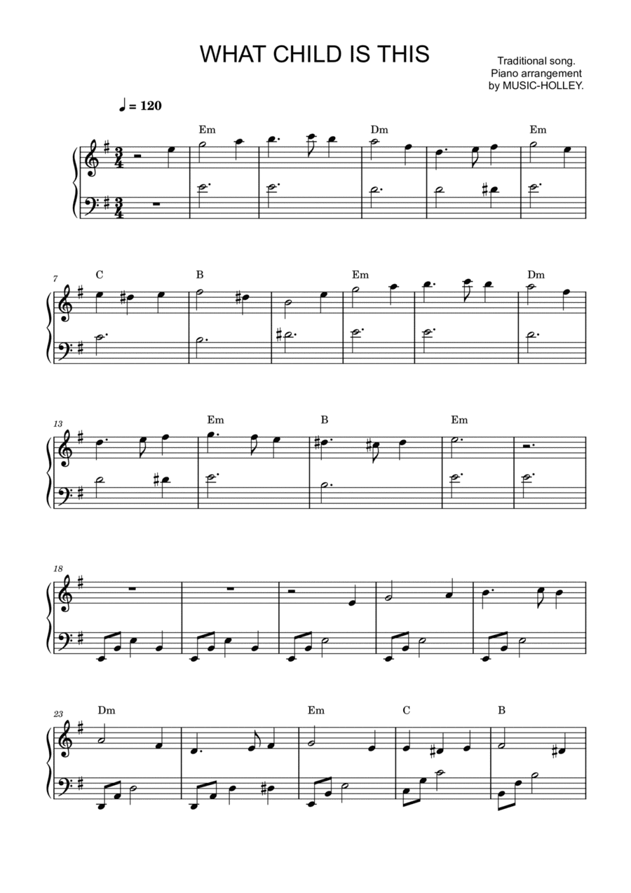 What Child is This - Traditional song (easy piano) (arr. Music-holley)