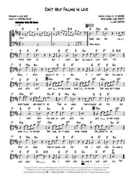 Can't Help Falling In Love (arr. Stephen Bulat)