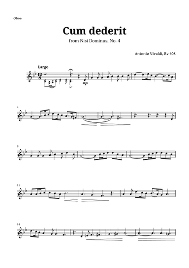 Cum dederit of Vivaldi for Oboe (arr. Langanho)