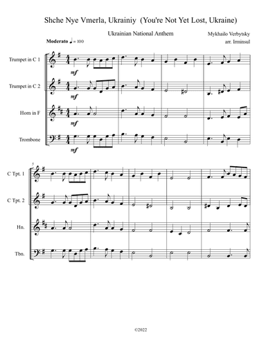 Schche Ne Vmerla, Ukrainiy  (Ukraine Has Not Yet Perished) (arr. Irminsul)