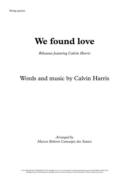 We Found Love (arr. Marcos Roberto Camargos dos Santos)